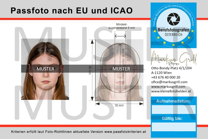biometrisches Passfoto nach EU und ICAO Muster